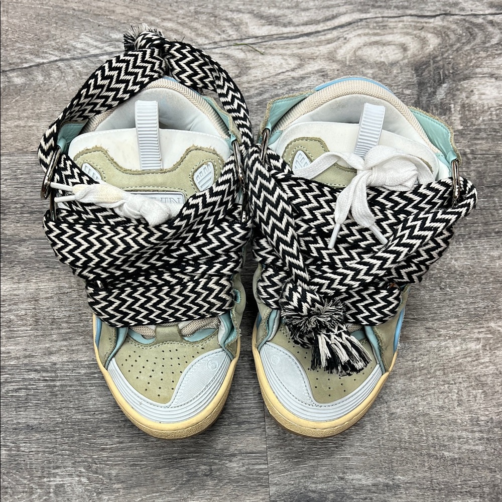 Lanvin Mint Green and Cream Curb Sneaker Women sz 38 european (7-7.5-8)